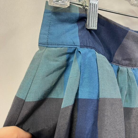 Lands‎ End Canvas Silk Blend Checkered Skirt Womens 0 Blue Grey Preppy School - Picture 6 of 15